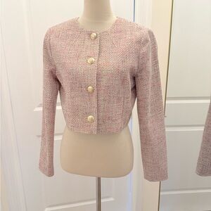 TED BAKER NWT PINK TWEED CROPPED BLAZER 3